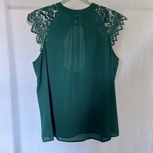 Express Lace Trim Blouse with Keyhole Back
